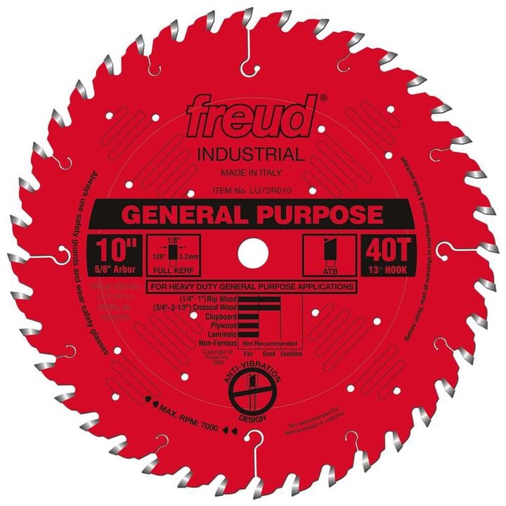 Freud 10 In. x 40T General Purpose Blade, large image number 0
