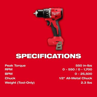Milwaukee M18 Compact 1/2 in Hammer Drill/Driver (Bare Tool), large image number 4