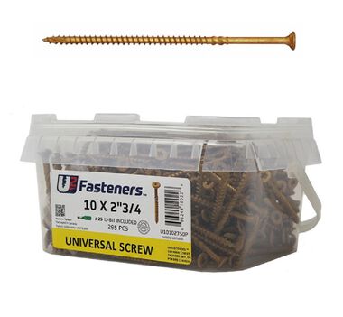 U2 Fasteners Universal Screw 10 X 2-3/4 Inch, Bucket of 295