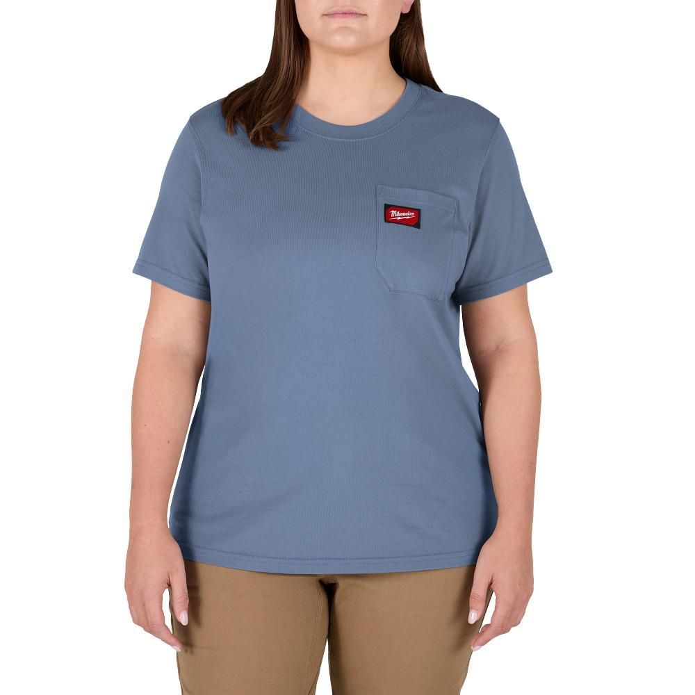 Milwaukee Womens GRIDIRONPocket T-Shirt, Short Sleeve, Blue Size 2XL - F451U-2X