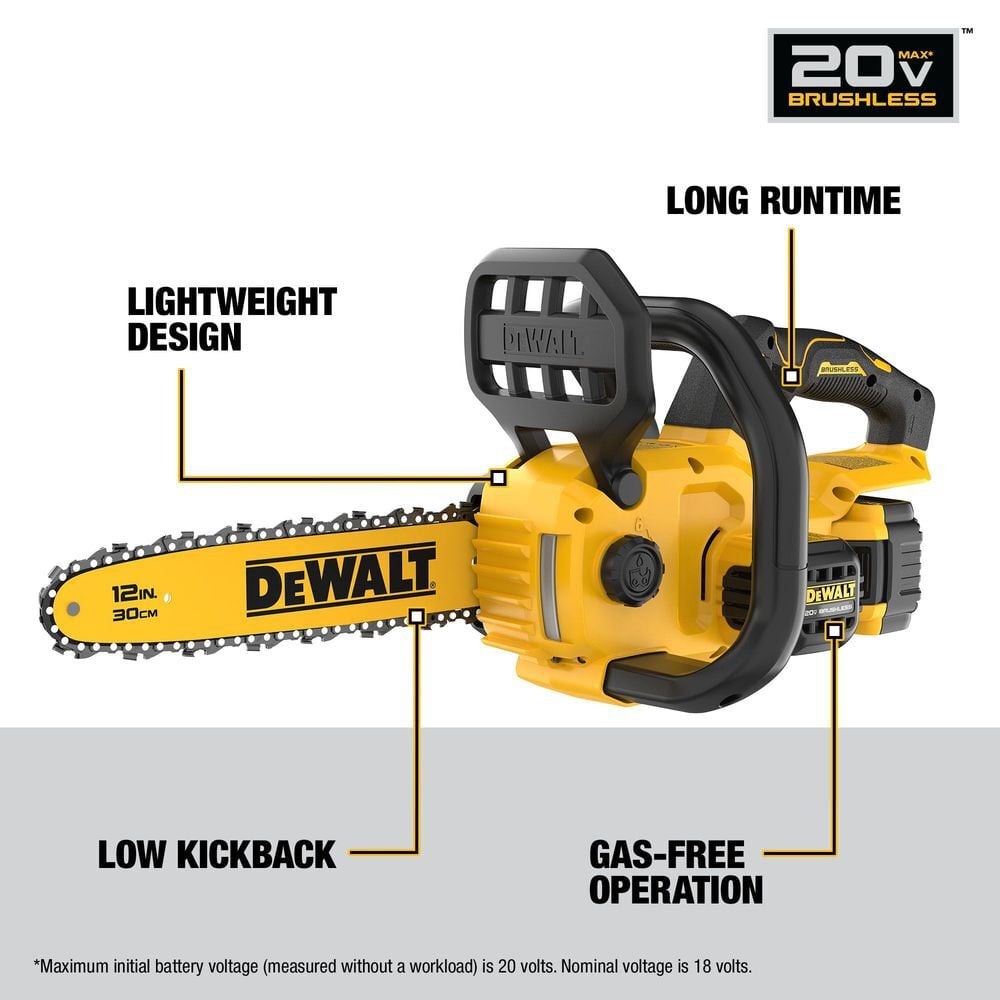 DEWALT 20V MAX Compact 12 Inch Brushless Cordless Chainsaw Kit, large image number 3