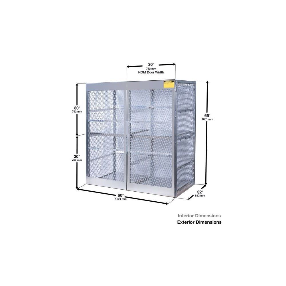 Justrite Aluminum Gas Cylinder Cabinet Locker Combo for 20-33 Lbs Cylinder, large image number 2