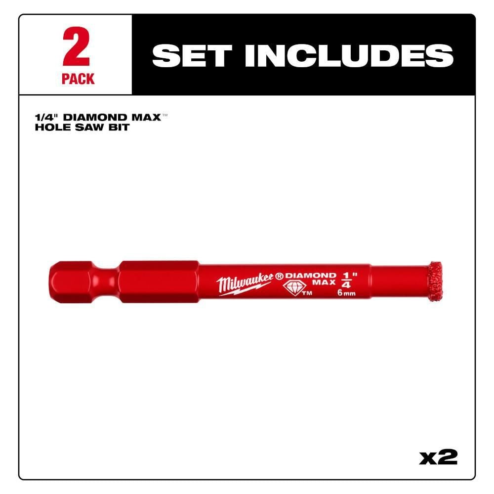 Milwaukee DIAMOND MAX 1/4 in. Diamond Grit Hole Saw 2 PK, large image number 2