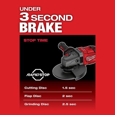 Milwaukee M18 FUEL 4-1/2 in.-6 in. Lock-On Braking Grinder with Slide Switch (Bare Tool), large image number 4