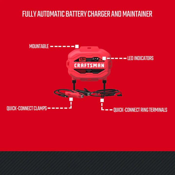 CRAFTSMAN 1.5A Automotive Battery Charger and Maintainer for 6V and 12V Batteries, large image number 4