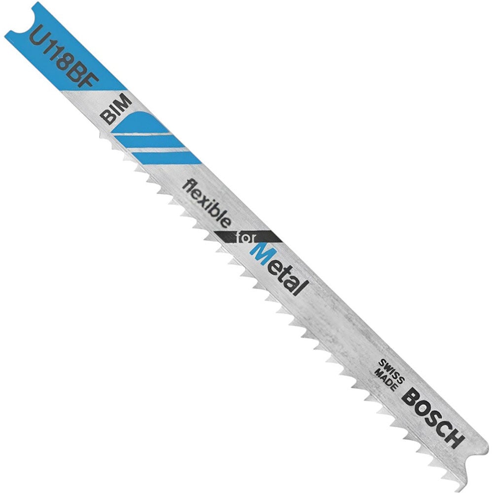 Bosch Jig Saw Blades 5pc 3 1/8in 11 14 Progressive TPI Flexible for Metal U shank - U118BF