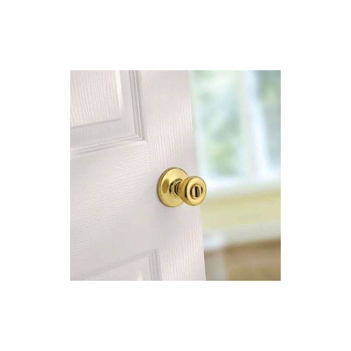 Kwikset Polished Brass Bed/Bath Tylo Mobile Home Privacy Door Knob Set, large image number 3