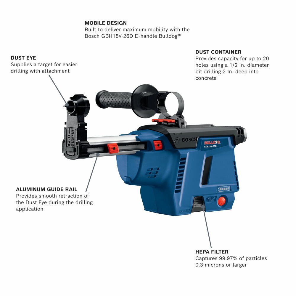 Bosch SDS-plus Bulldog Mobile Dust Extractor Kit with (1) CORE18V 4.0 Ah Compact Battery, large image number 2