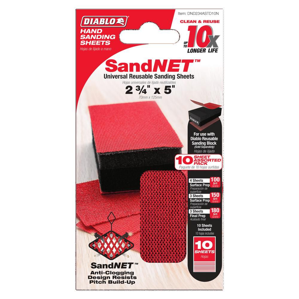 Diablo Tools 2-3/4 Inch x 5 Inch SandNET Reusable Sanding Sheet Drywall Pack, large image number 2