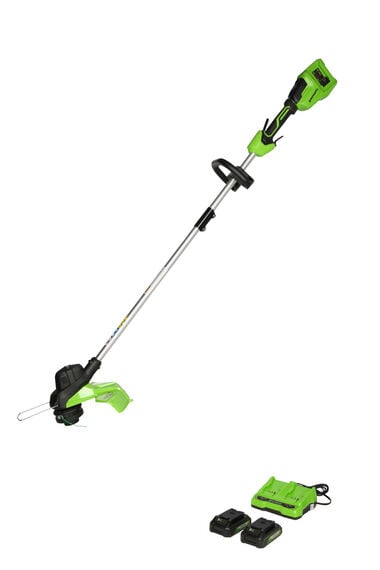 Greenworks 15in 48V String Trimmer with 2Ah Battery 2pk & Dual Charger Kit