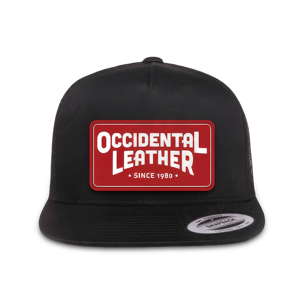 Occidental Leather Oxy Flatbill Trucker Hat Black with Red Patch OSFM, large image number 2