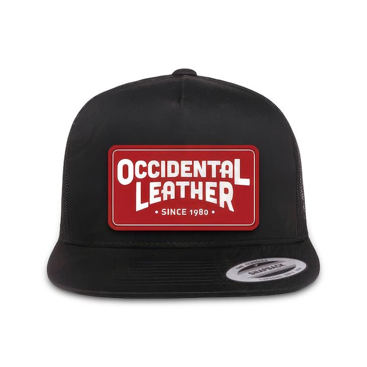 Occidental Leather Oxy Flatbill Trucker Hat Black with Red Patch OSFM, large image number 1