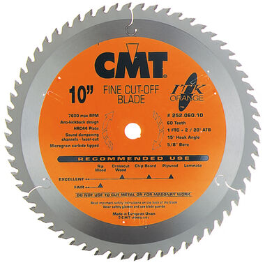 CMT 10 In x 60 x 5/8 In ITK Fine Cut-Off Blades, large image number 0