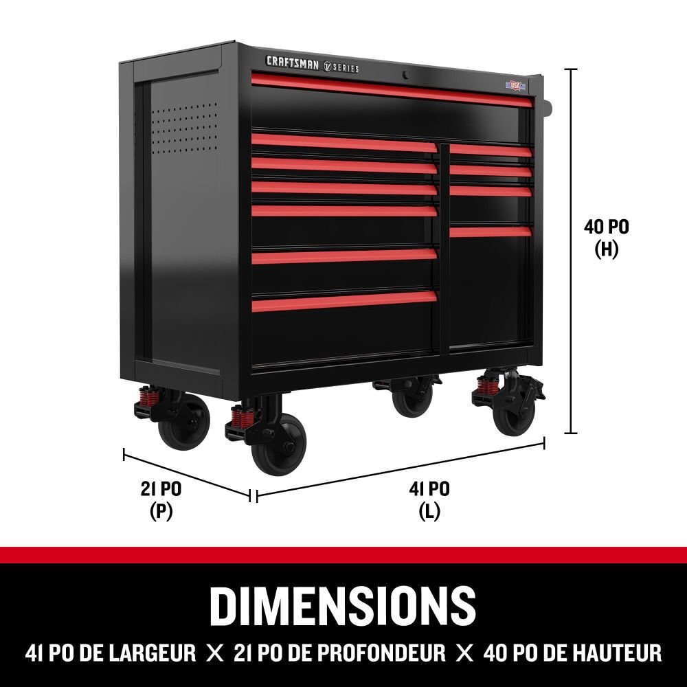 CRAFTSMAN V-SERIES 41 Inch Wide 11-Drawer Rolling Tool Cabinet, Black, large image number 11