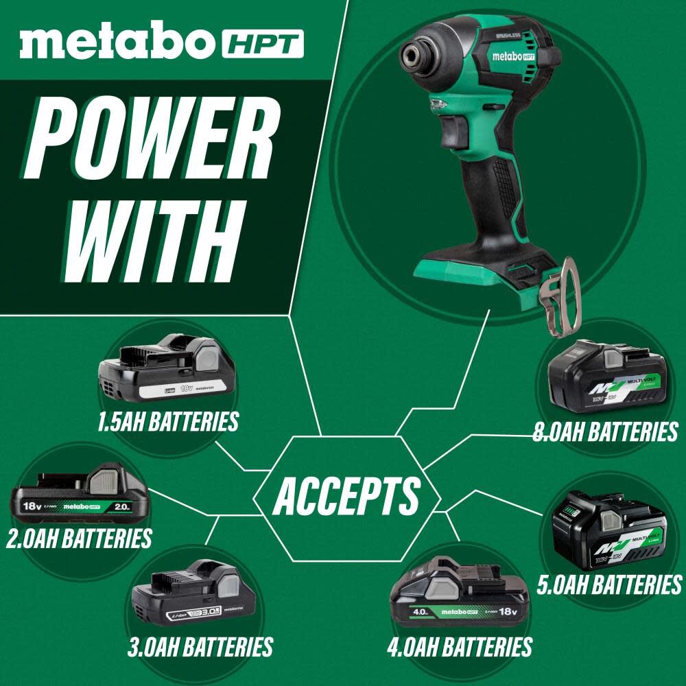 Metabo HPT Promotional 18V MultiVolt Cordless Impact Driver Tool Body Only, large image number 6