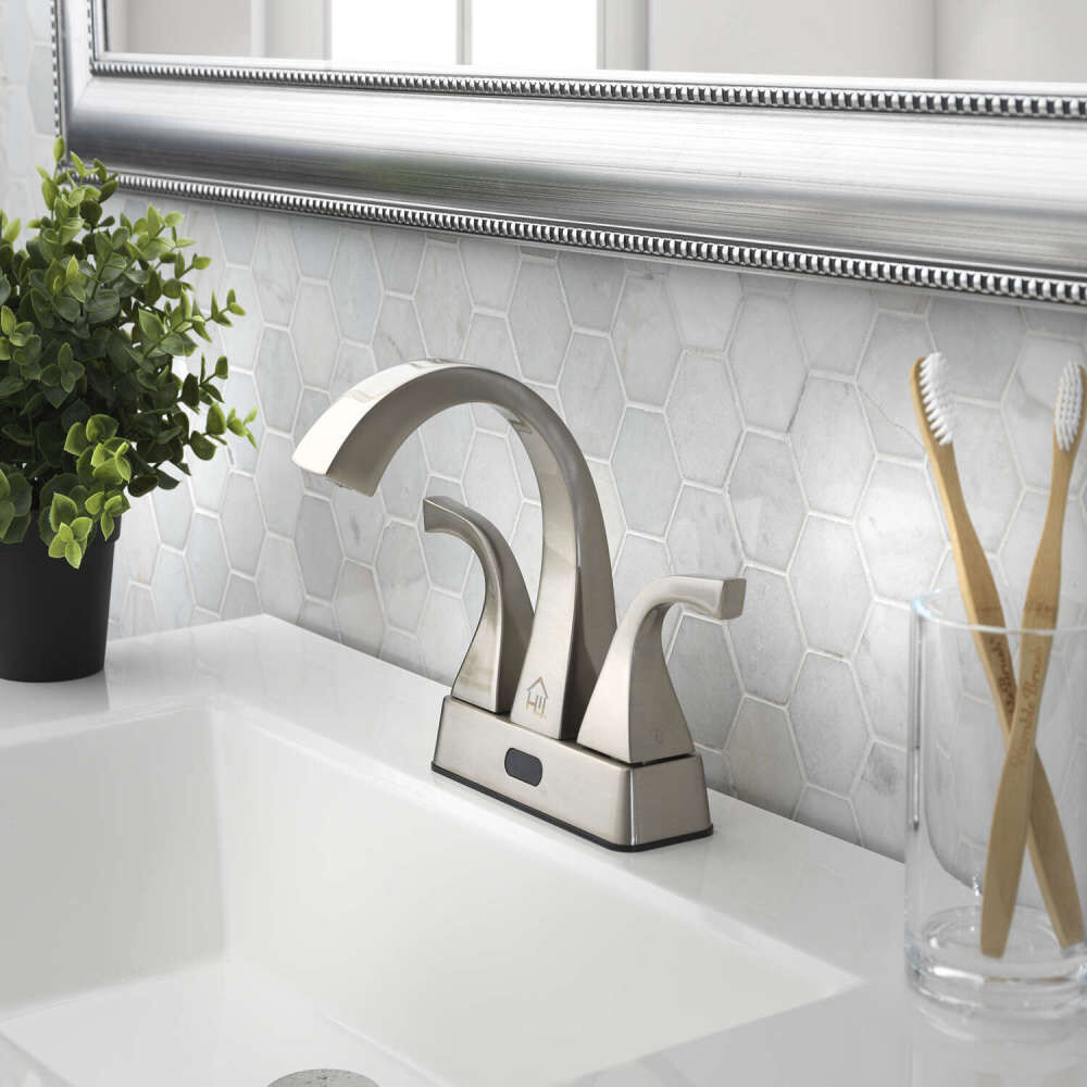 Homewerks Bathroom Sink Faucet Nickel 2 Handle Mid Arc, large image number 3