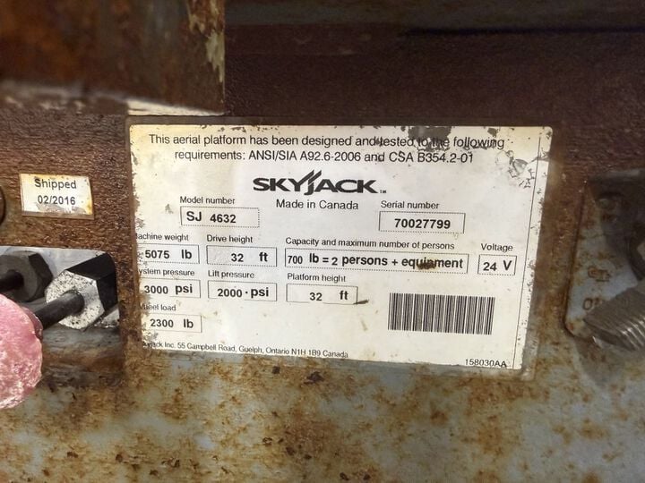 Skyjack SJIII4632 32 Ft Electric Slab Scissor Lift Used 2016, large image number 12