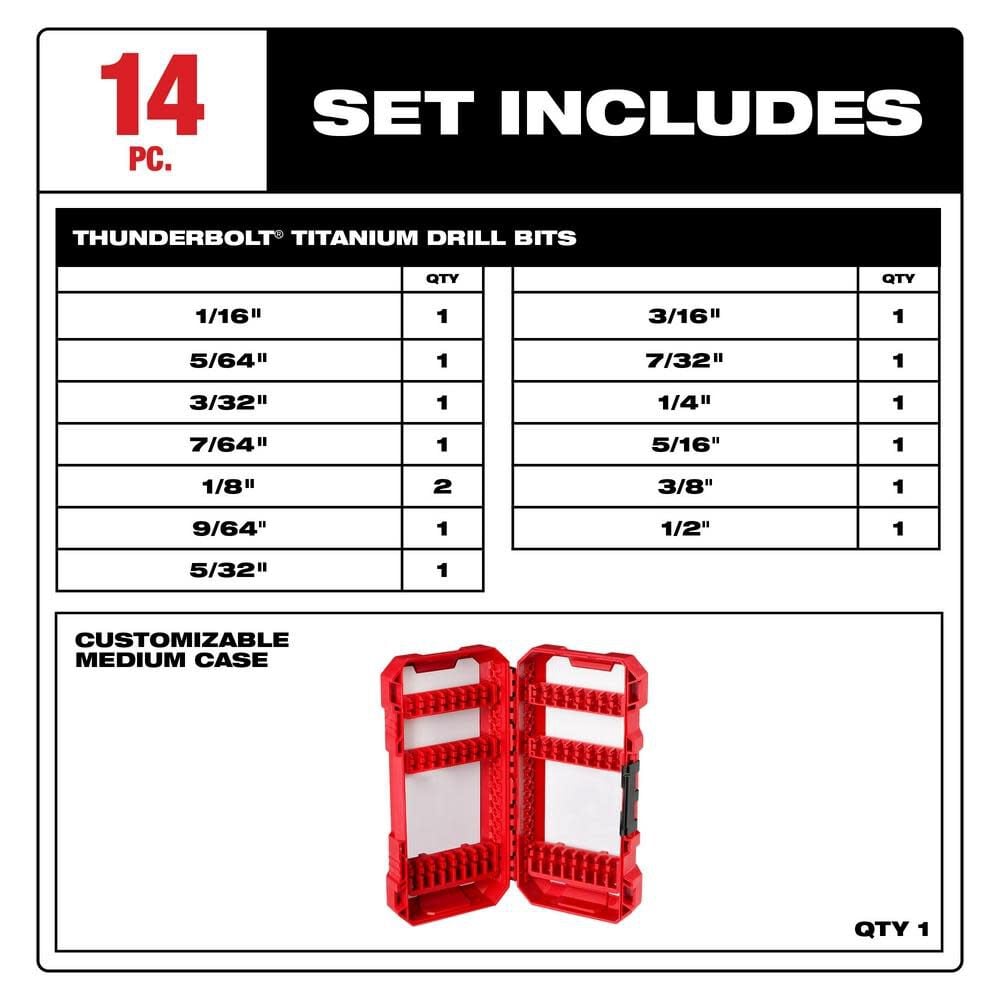 Milwaukee 14-Piece Thunderbolt Titanium Coated Drill Bits, large image number 3