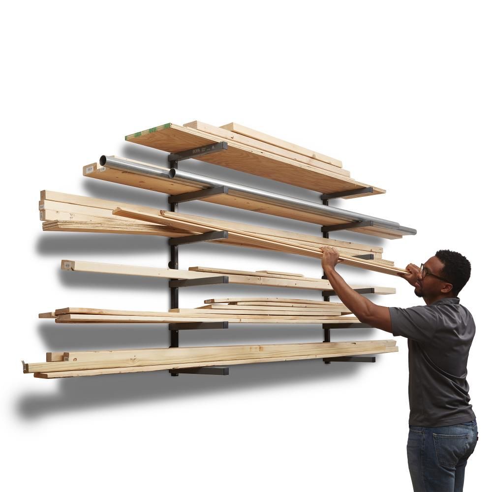 Bora Portamate Wood Rack 6 Tier Wall Mounted Gray/Black, large image number 2