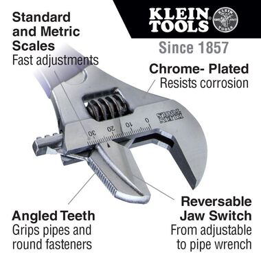 Klein Tools Reverse Jaw/Adjust Pipe Wrench, large image number 1