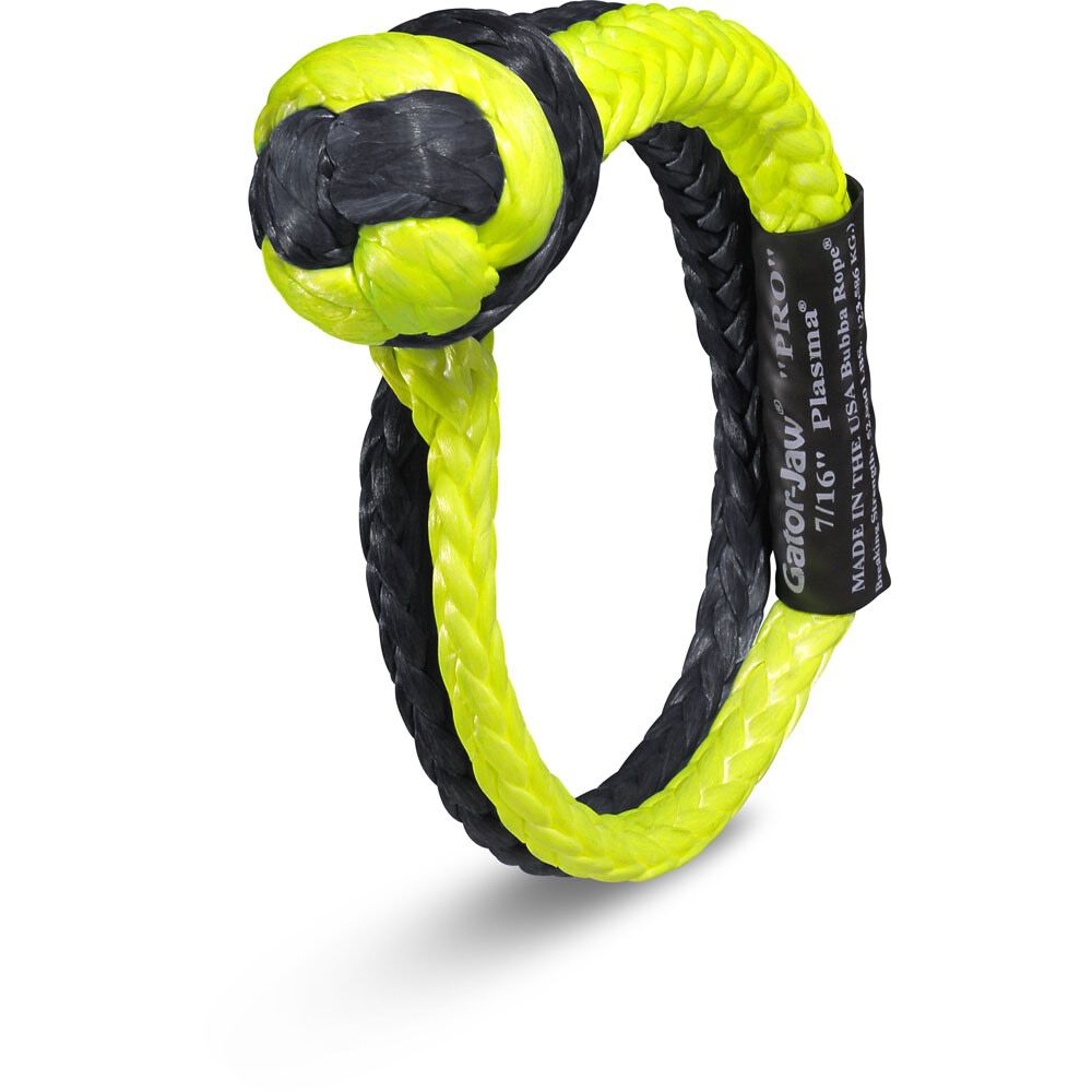 Bubba Rope 7/16 Inch Gator-Jaw PRO Synthetic Soft Shackle, Yellow and Black – 176745PRO