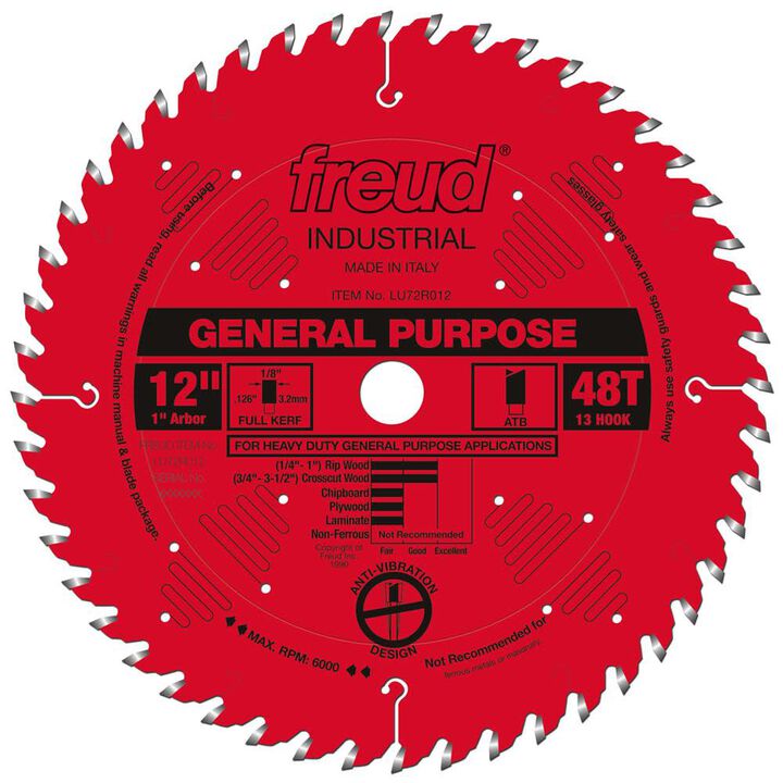 Freud 12 In. x 48T General Purpose Blade, large image number 0