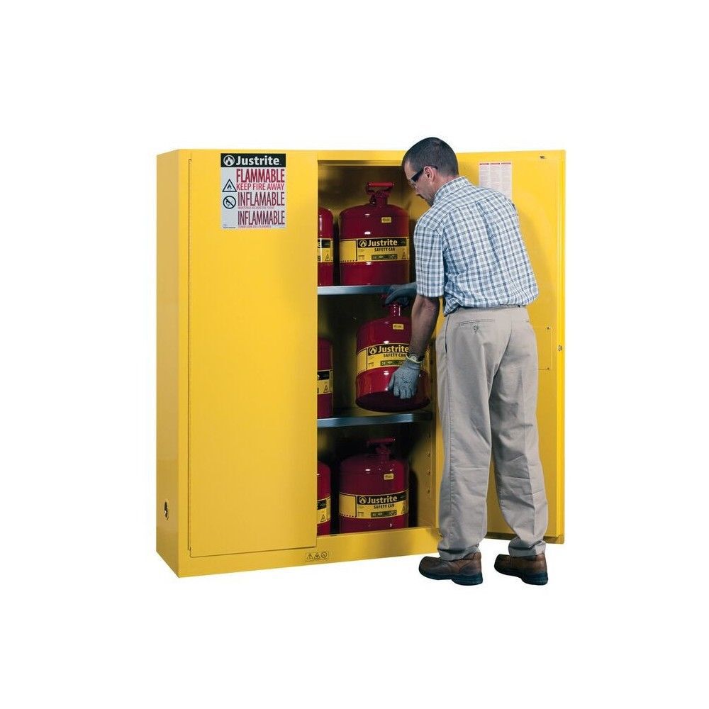 Justrite 45 Gallon Yellow Manual Close Flammable Cabinet, large image number 6