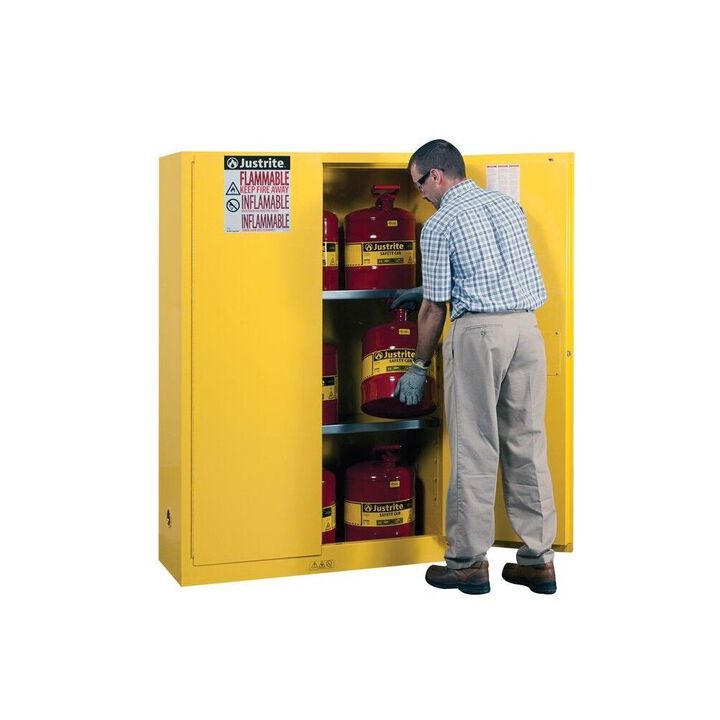 Justrite 45 Gallon Yellow Manual Close Flammable Cabinet, large image number 5