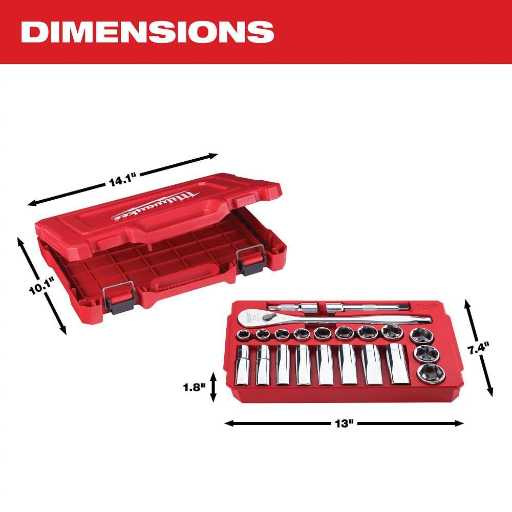 Milwaukee 22 Pc 1 2 In Socket Wrench Set Sae 48 22 9410 - Image 6