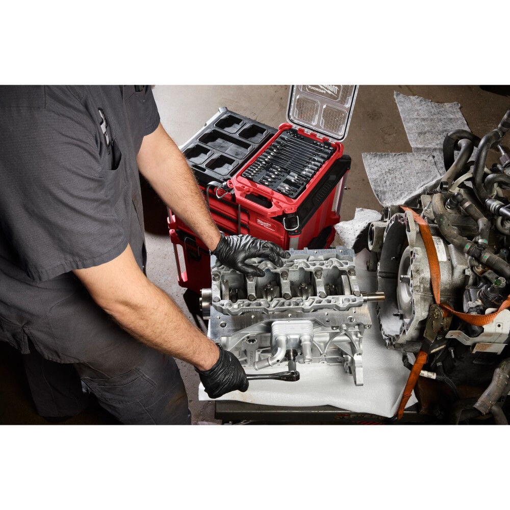 Milwaukee 1/4 Inch and 3/8 Inch Drive Metric Bit Socket Set with PACKOUT Compact Low-Profile Organizer, 41 Pieces, large image number 6