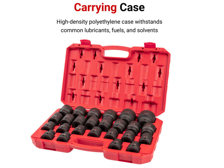 Tekton 3/4 Inch 6 Point Impact Socket Set, 25 Pieces (17-50 mm, Common Sizes), large image number 5