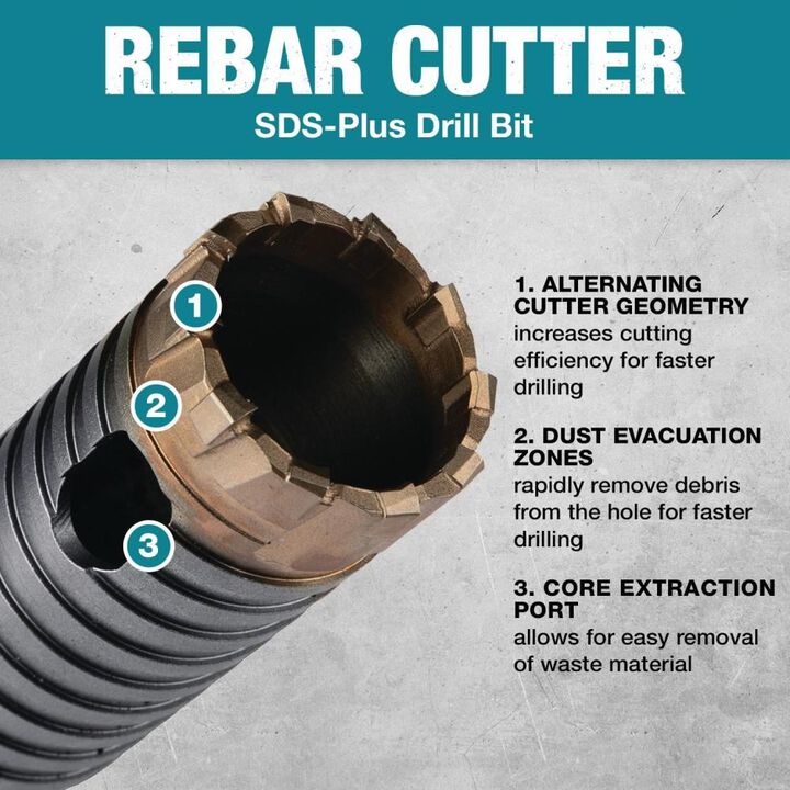 Makita 1/2in x 12in SDS Plus Rebar Cutter Drill Bit, large image number 6