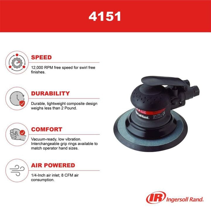 Ingersoll Rand 6 Inch Width 3/16 Inch Orbit Random Orbital Air Sander, 12000 RPM, large image number 7