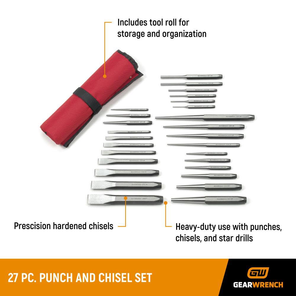 GEARWRENCH Punch and Chisel Set 27 pc. 82306 Acme Tools