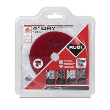 Rubi Tools Resin Dry Polishing Pad 400 Grit 4 In.