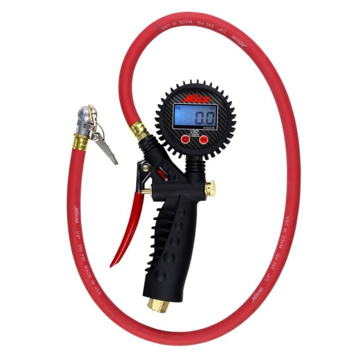 Milton 573D Pro Digital Pistol Grip Inflator Gauge - 36in Hose and Ball Chuck with Clip - 255 PSI