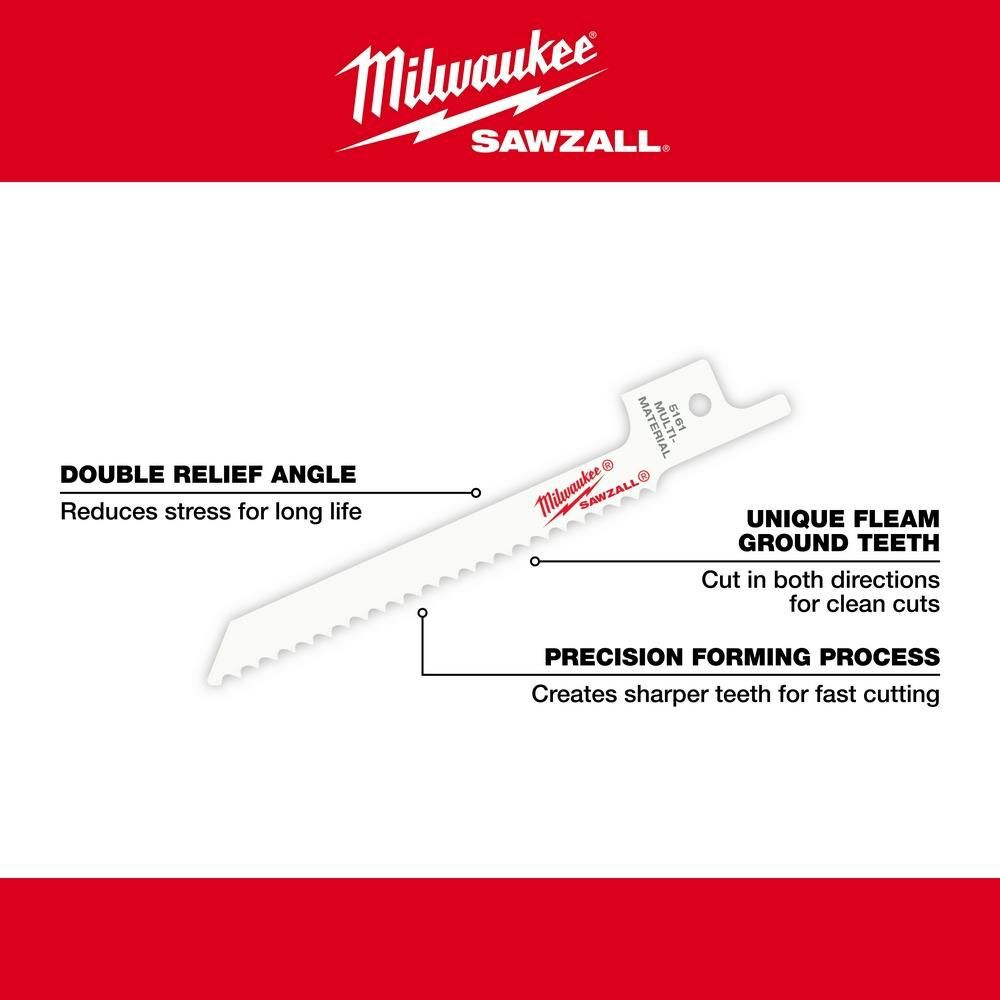 Milwaukee 3-5/8 in. 14 TPI SUPER SAWZALL Blade 5PK, large image number 5