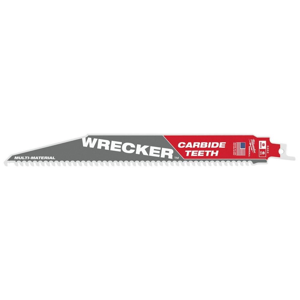 Milwaukee 9inch 6 TPI THE WRECKER with Carbide Teeth SAWZALL Blade 5PK, large image number 1