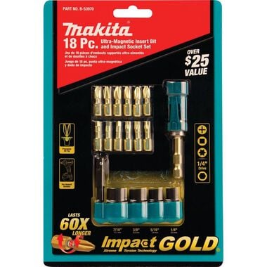 Makita Impact Gold Driver Bit and Socket Set (18-Piece)