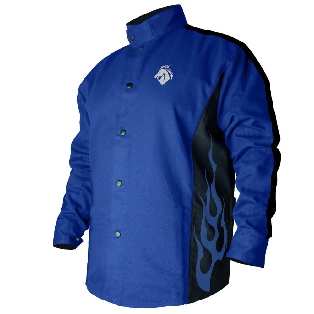 Black Stallion Welding Jacket 9oz Royal Blue FR Cotton Medium, large image number 2