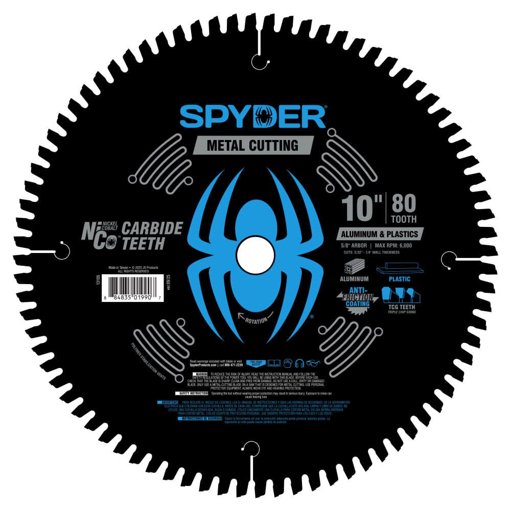 Spyder 10 Inch 80T Saw Blade for Aluminum and Plastics, large image number 2