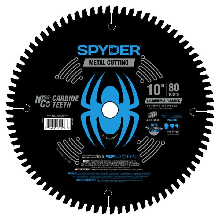 Spyder 10 Inch 80T Saw Blade for Aluminum and Plastics, large image number 1
