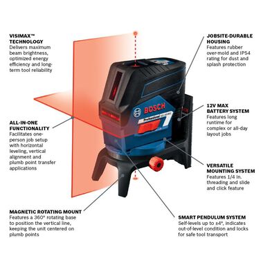 Bosch 12V Max Connected Cross-Line Laser with Plumb Points, large image number 1