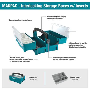Makita MAKPAC Interlocking Storage Box with Inserts P-84137 - Acme Tools
