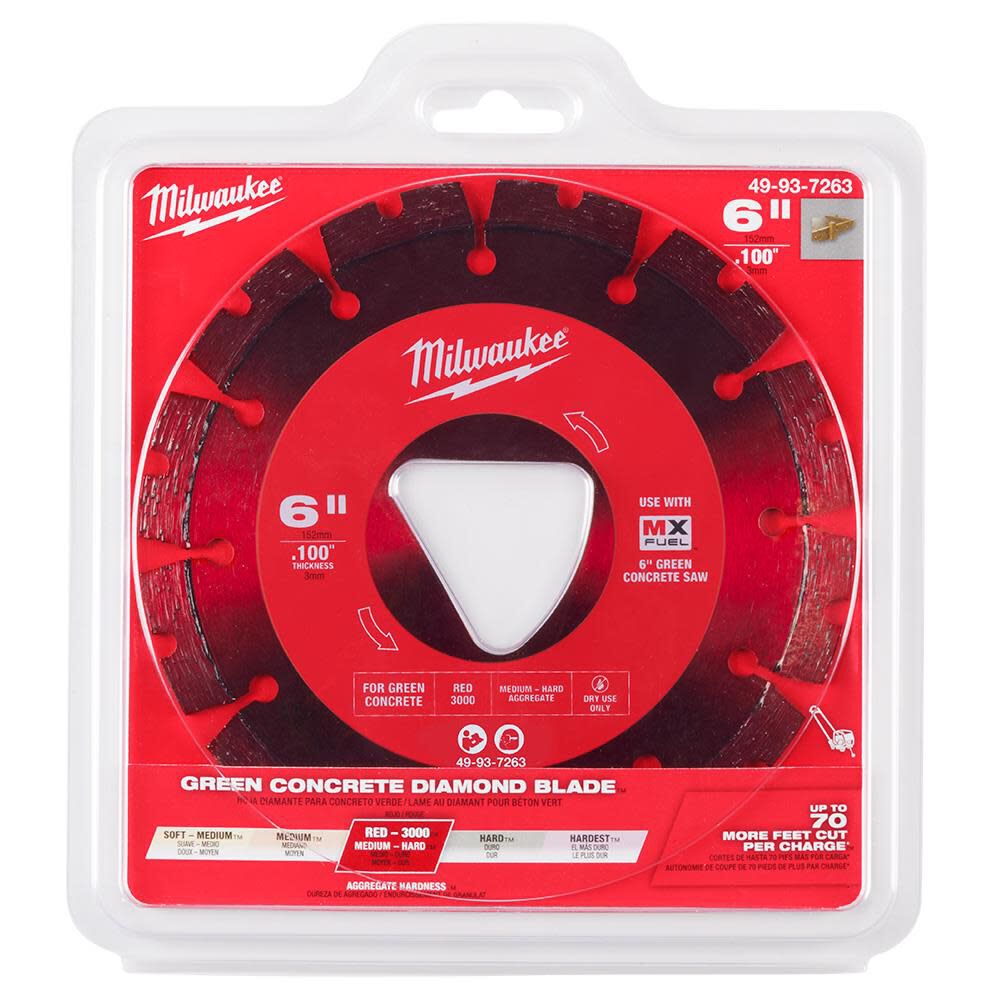 Milwaukee 6 Inch Red Segmented Rim Diamond Blade for Green Concrete, large image number 12