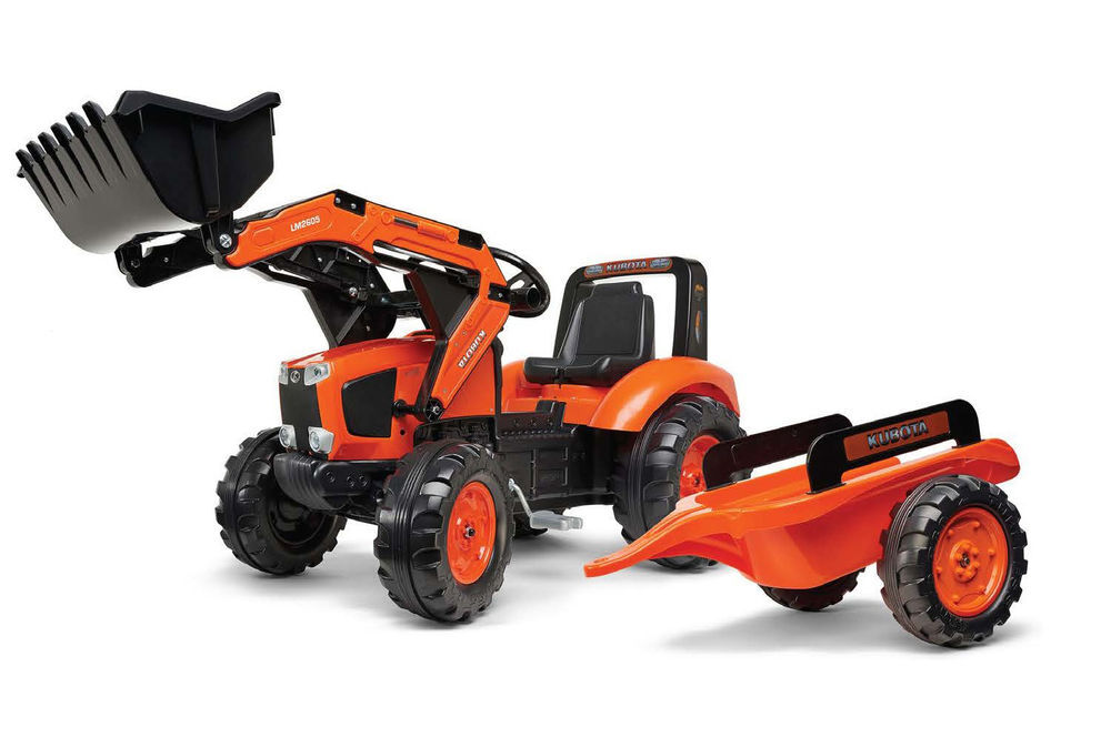 Kubota M8 Miniature Toy Pedal Tractor with Trailer and Loader, large image number 2