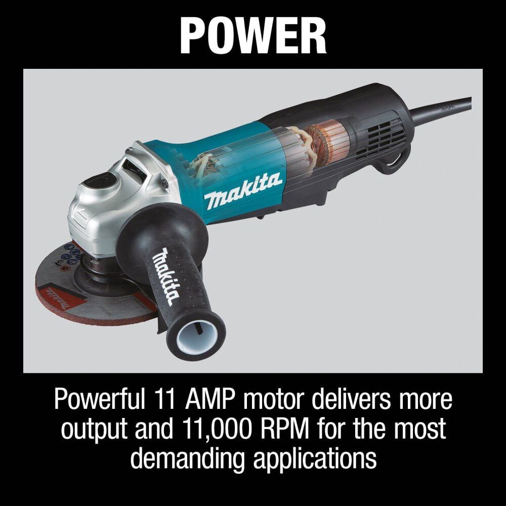 Makita 4-1/2in / 5in Paddle Switch Angle Grinder with AC/DC Switch, large image number 5