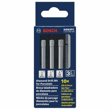 Bosch Porcelain Diamond Drill Bit Set 3pc DDB3PC Acme Tools