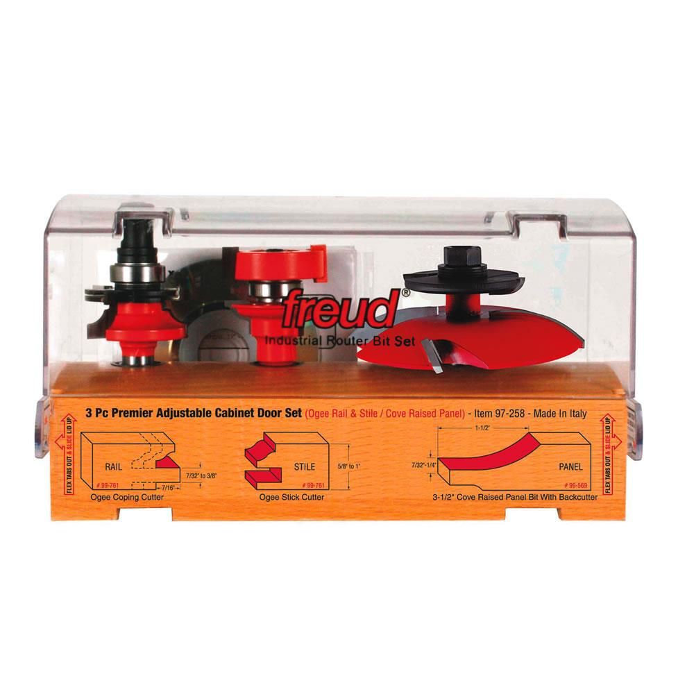 Freud 3 piece Premier Adjustable Cabinet Bit Set, large image number 1