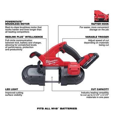Milwaukee M18 FUEL Compact Band Saw Kit, large image number 6